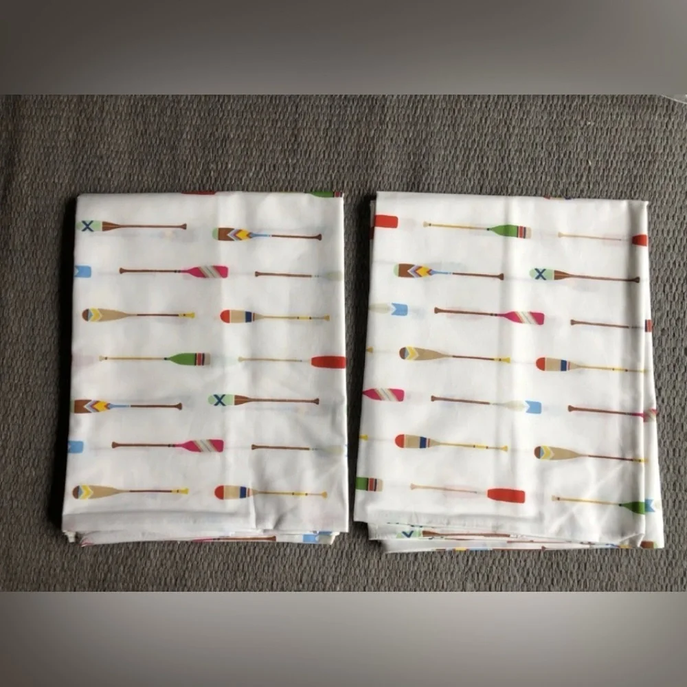 2 Pottery Barn KING pillowcases Paddles Organic Cotton NEW